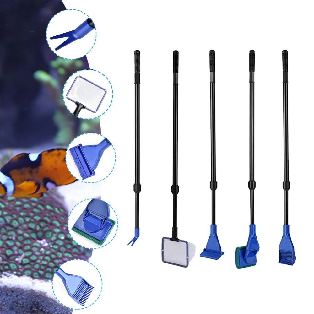 Новое поступление 5 в 1 инструменты для очистки аквариума качественные рыболовные гравийные грабли, скребок для водорослей, губка, вилка, щетка для чистки стекла