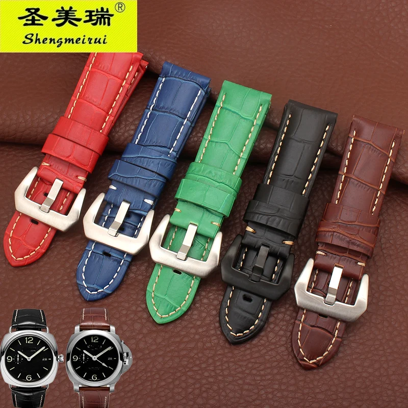 High Quality Leather Strap FOR Men's Mechanical Watch Band 22mm 24mm
