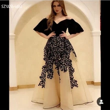 Новое поступление, арабское вечернее платье с открытыми плечами, черное кружевное вечернее платье es abiye robe de soiree, вечерние платья