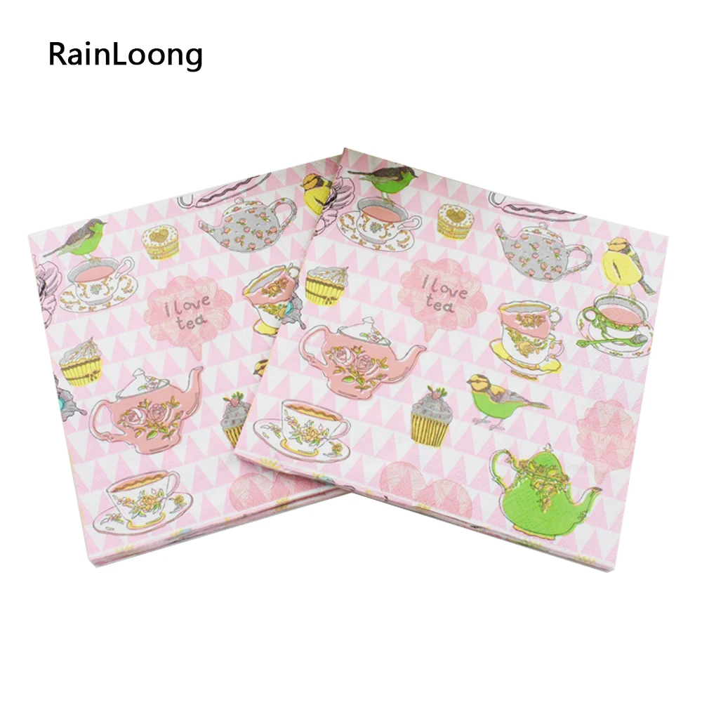 [RainLoong] I Love чайные бумажные салфетки чашки праздничные и вечерние ничные