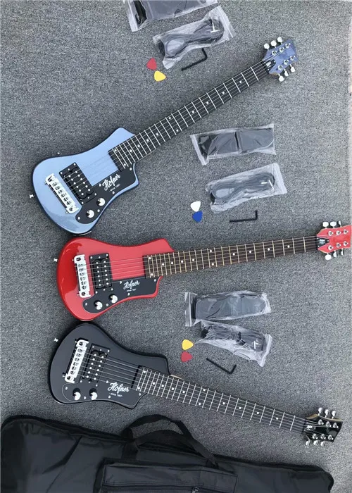 

free shipping 3pcs/lot good quality hofner mini portable electric guitar with gig bag travel guitar