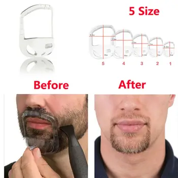 

5Size/lot Men Beard Styling Template New Arrivals Transparent Men's Beards Shaping Comb Facial Hair Beard Trim Tool For Beauty