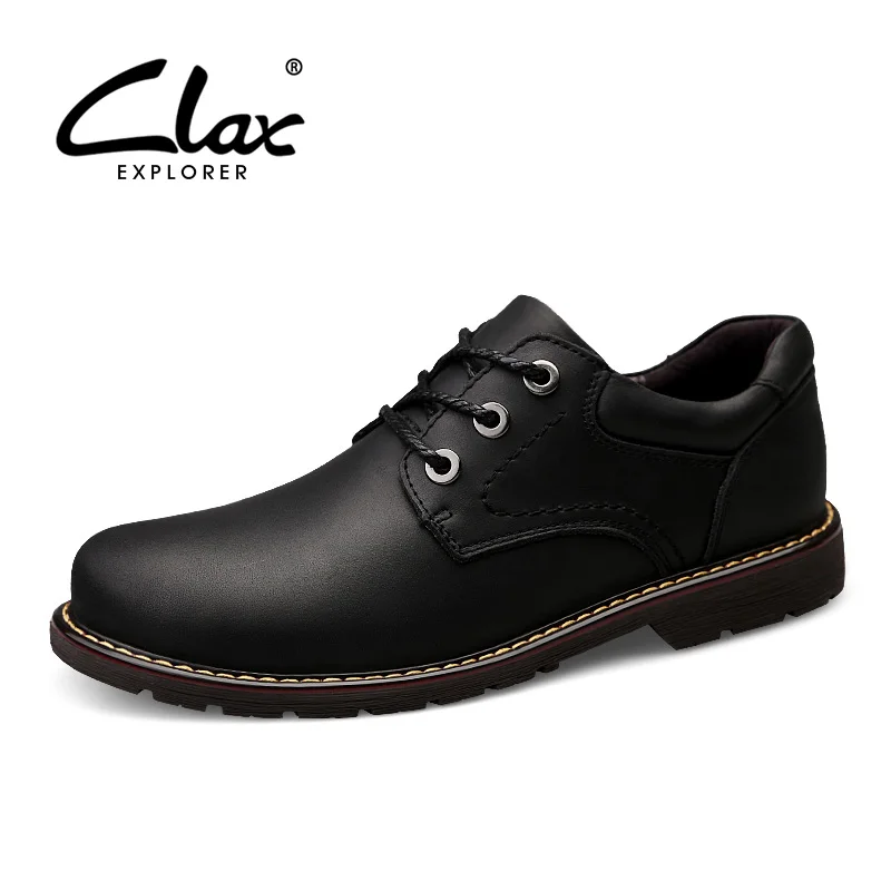 

CLAX Mens Work Boots Spring Autumn Casual Leather Shoe Male Safety Shoes Genuine Leather Ankle Boot plus size leather boots