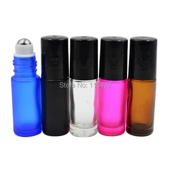 

5ml 1/6oz PINK/ AMBER/ BLUT/ Empty Roll on Glass Bottle for Fragrant Aromatherapy Essential Oil METAL Roller Ball 1000PCS/LOT