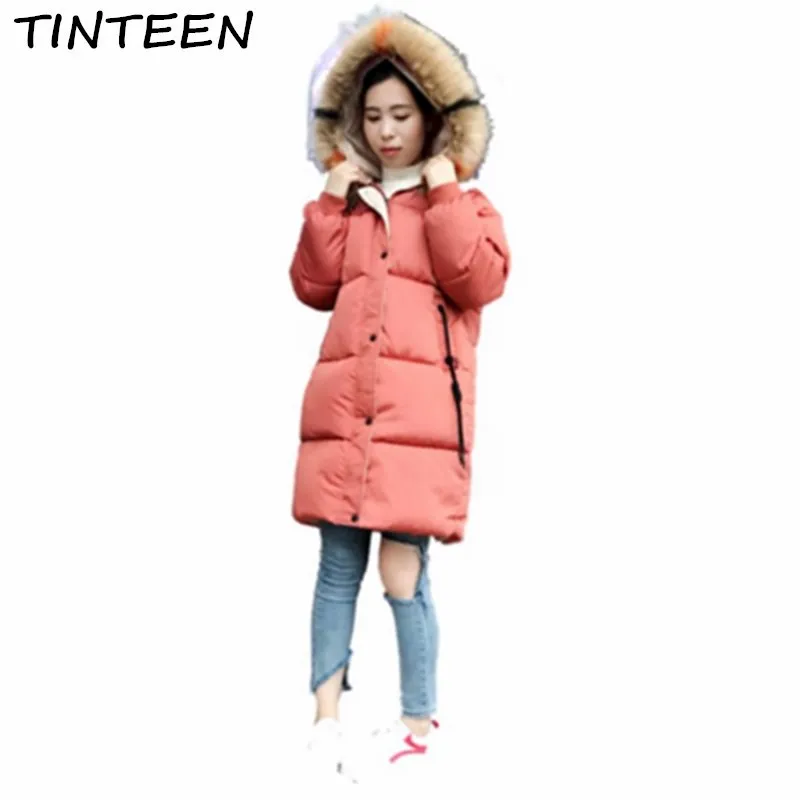 TINTEEN 2018 Для женщин зимнее пальто утепленная парка средней длины зимняя куртка
