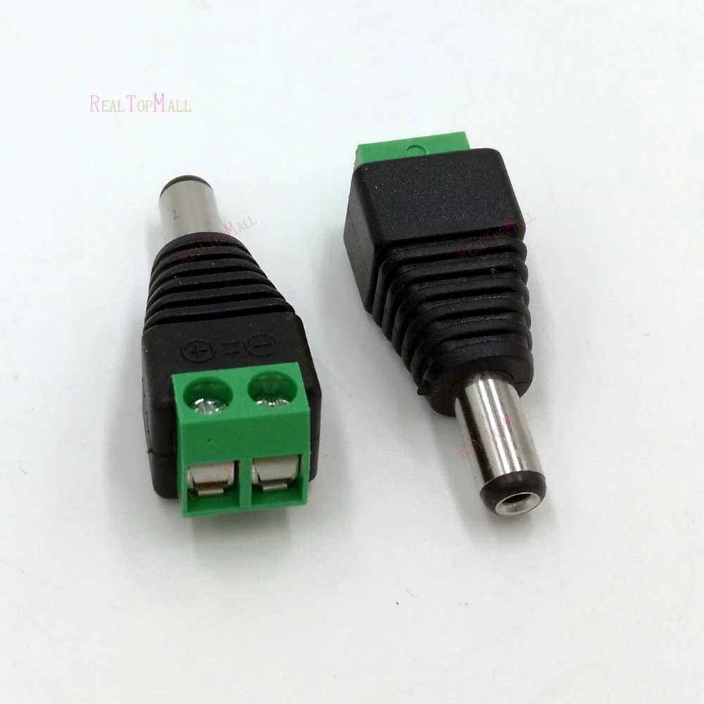 100Pcs/lot 2.1mm DC Connector CCTV Male Plug Adapter Cable UTP Camera Video Balun Connector
