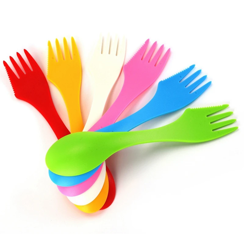 4 X Cadets Scouts Randonnée incassable Léger En Plastique Couteau Fourchette Cuillère Set