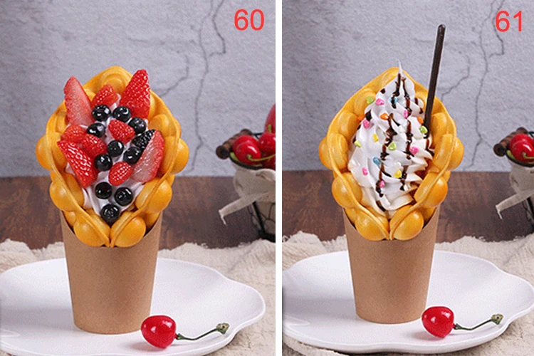 Fake Ice Cream Egg Waffle Model Display Sample Simulation Food Eggettes Puff Egg Bubble Waffle Model Dessert Props Display