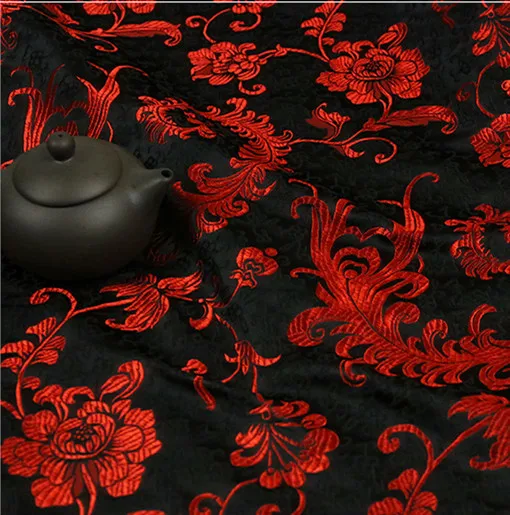 Черная перьевая парчовая ткань, дамасский жаккард, обивка костюма, мебель, материал для штор, ткань для подушки 75 см* 50 см