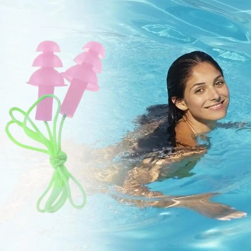 Silicone Soft Ear Plugs with Rope Earplugs Swimming Colorful Earplugs for Water Sports Swimming Accessories