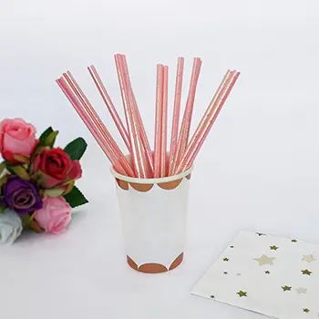 

Iridescent Foil Paper Straws Pink Party Cockatail Straws Wedding Baby Shower Unicorn Party Drinking Supplies 200pcs