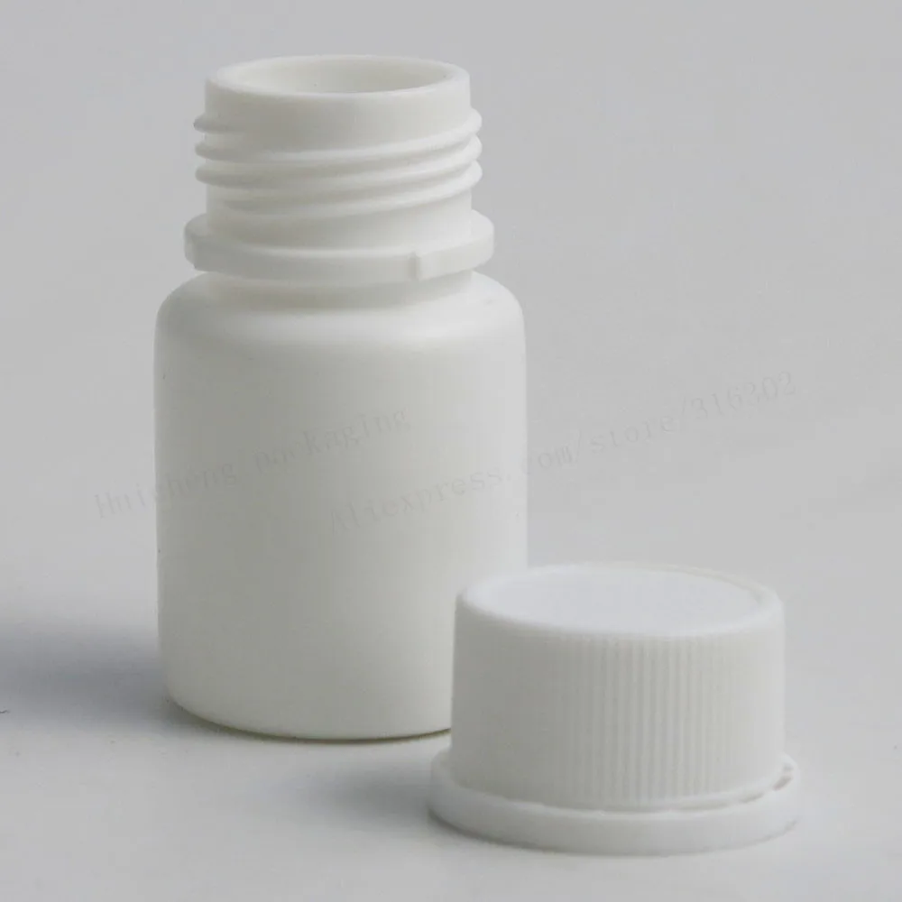 100X20 мл HDPE твердые белые фармацевтическая таблетка бутылки для медицины контейнер для капсул упаковка с тампером уплотнительные крышки