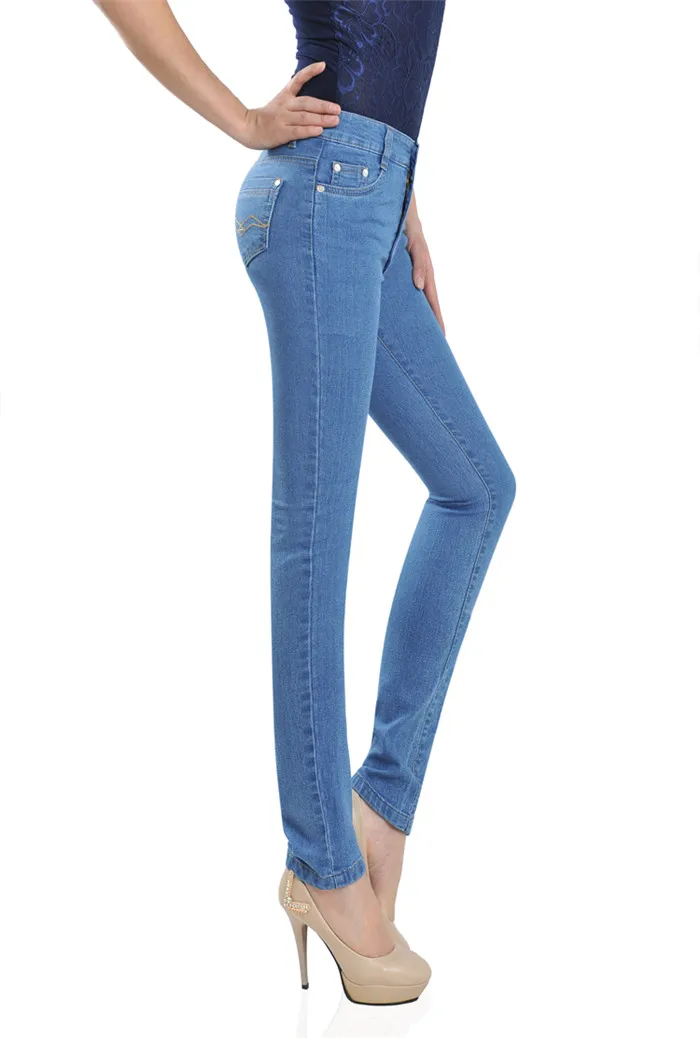 Большие размеры, винтажные джинсы с высокой талией для мамы, эластичные женские джинсы, вареная синяя джинсовая ткань, узкие джинсы, классические узкие брюки, LU812