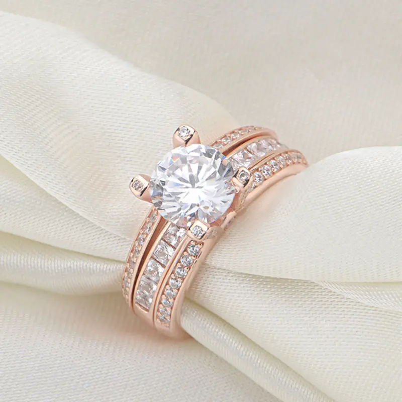 newshe rose gold color solid 925 sterling silver wedding ring set engagement band fashion jewelry gift for women in rings from jewelry accessories on - Gold And Silver Wedding Rings newshe rose gold color solid 925 sterling silver wedding ring set engagement band fashion jewelry gift for women in rings from jewelry accessories on - Gold And Silver Wedding Rings