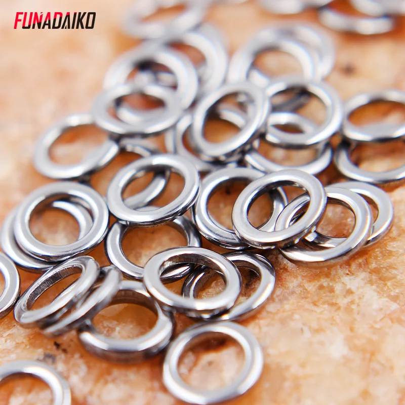 FUNADAIKO Stainless steel fishing Solid Ring O Rings flat fishing swivel knot lure double loop quick change fishing split rings