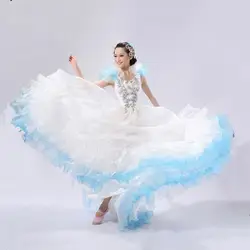 360 испанская коррида живота платье с широкой юбкой для танцев длинный халат фламенко юбки для девочек красный фламенко платья для Для