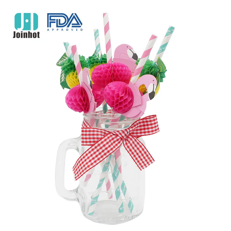

12pcs 3D Pineapple Flamingo Paper Straw Decorations - Drinking Straws Decorative For Party Table Decor