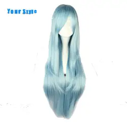 Ваш стиль длинные натуральные прямые волосы Искусственные парики светло голубой цвет для женщин синтетический высокое температура