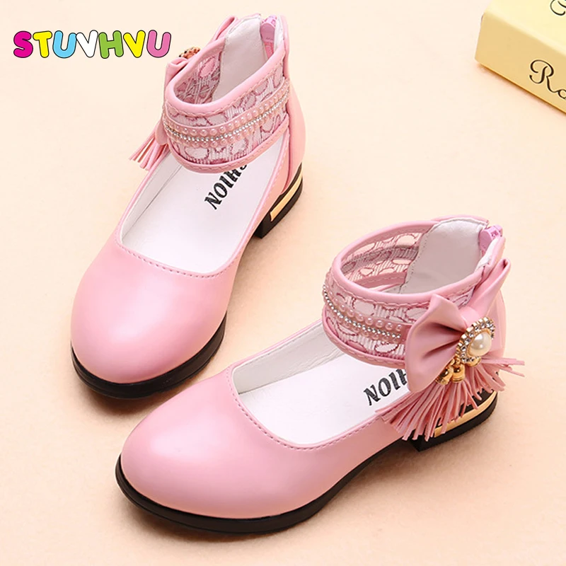 Children's shoes girls sweet lace bow princess high heels 2017 autumn leather party wedding shoes for girl students casual shoes Children's shoes girls sweet lace bow princess high heels 2017 autumn leather party wedding shoes for girl students casual shoes