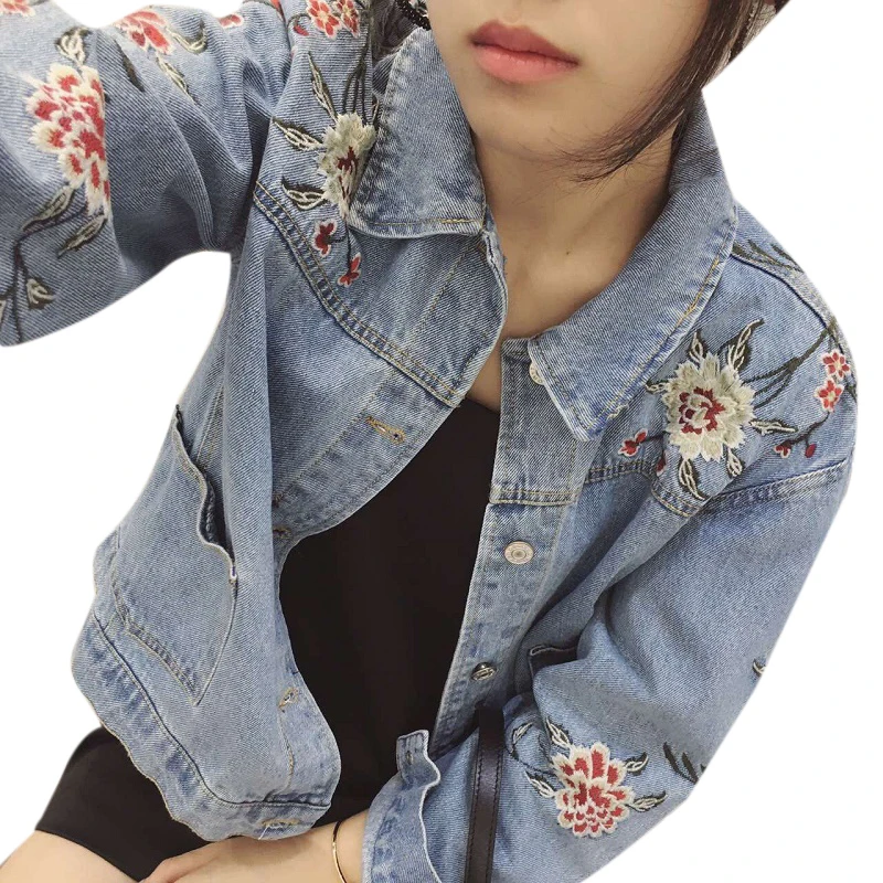 Uwback floral embroidered denim jacket woman 2017 new brand denim coats Uwback floral embroidered denim jacket woman 2017 new brand denim coats