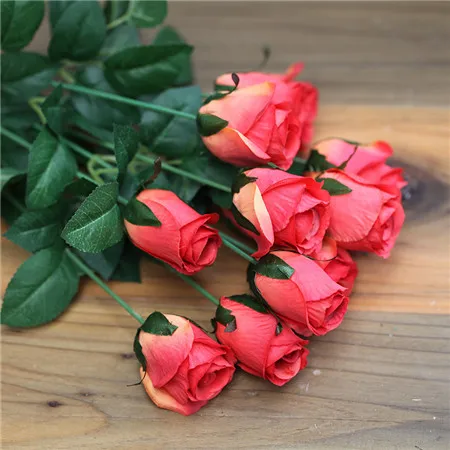 sunset red  artificial rose peonies flower bouquet