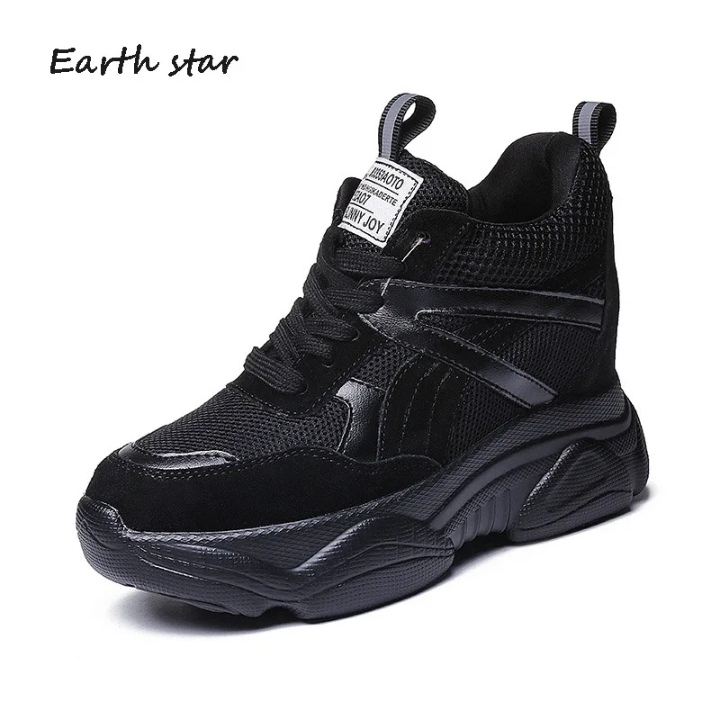

Casual Shoes Women Fashion Brand Platform Sneakers Lady chaussure Autumn Female footware Flcok Cross-tied Increases Shoes Black