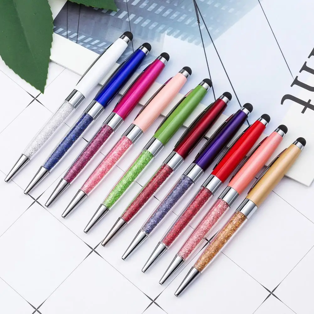 

New Arrival Creative Crystal Pen Diamond Ballpoint Pens Stationery Ball pen 17 Colors Oily Refill 1.0mm