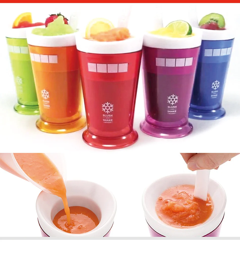 Многоразовый молочный коктейль смузи Slush Shake Maker чашка Мороженое Форма для заморозки эскимо чайник чашки с мороженым Ложка мороженого