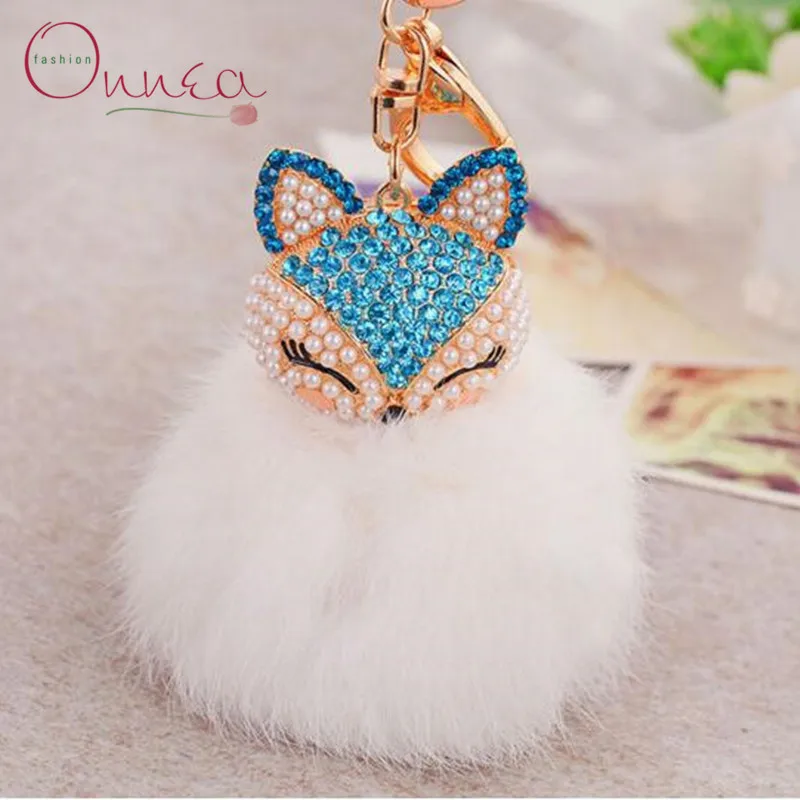 

Chaveiro keychain Fur Pom Pom Key chain Faux Fox Hair Bulb Bag Car Ornaments Rabbit fur Ball Pendant Key Ring