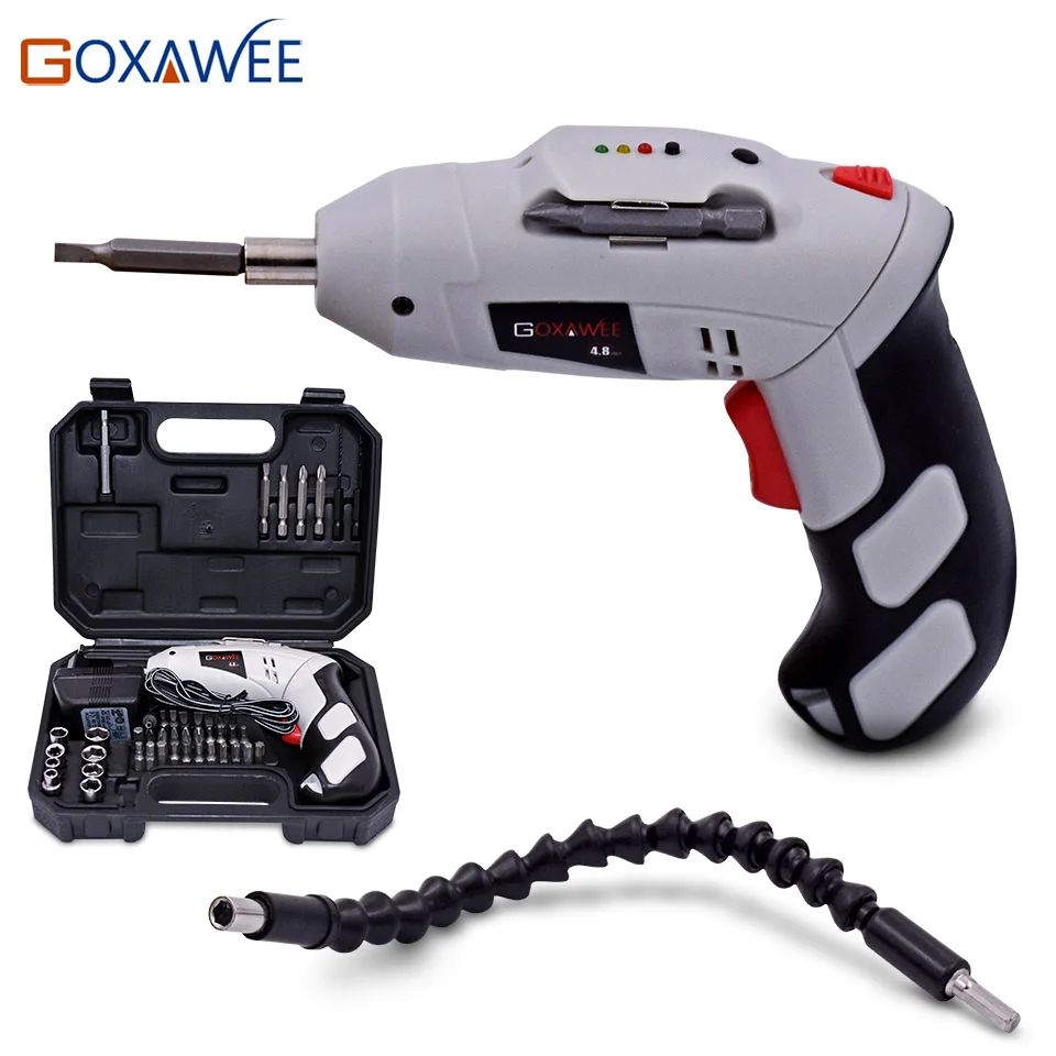 Acheter Tournevis électrique GOXAWEE 4.8V Parafusadeira une Bateria avec batterie rechargeable perceuse sans fil bricolage outils électriques avec 43 Bits
