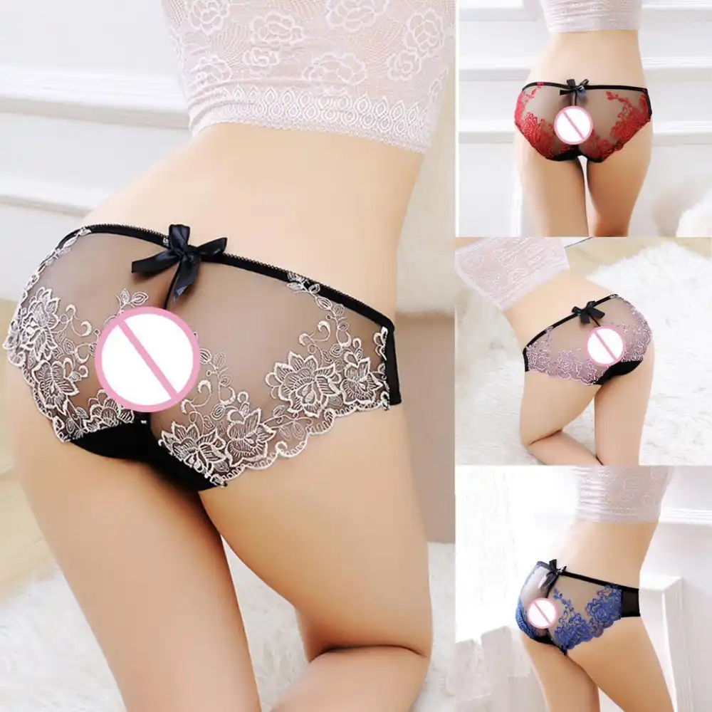 Women's Sexy Lingerie hot erotic crotch Panties Porn Lace transparent  crotchless underwear underpants sex wear Brief