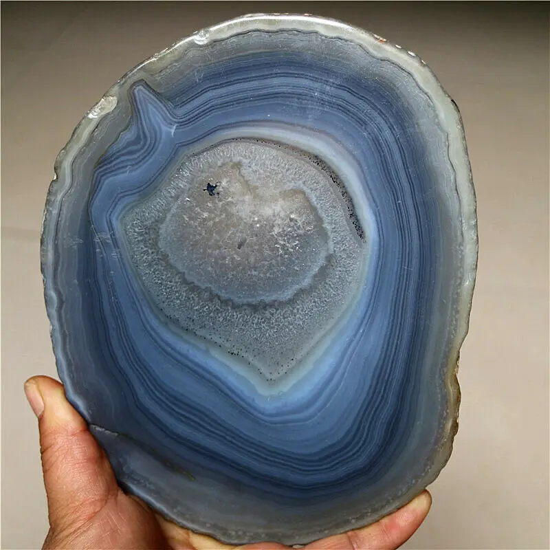

855G Natural Banded Agate Slices Crystal Geode Display Excellent Pattern
