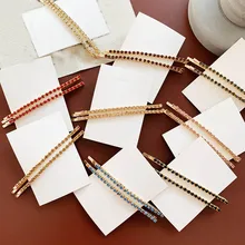 AOMU, корейская мода, одноцветные хрустальные шпильки для волос, аксессуары для волос для женщин, блестящие стразы, заколки для волос, Длинные заколки