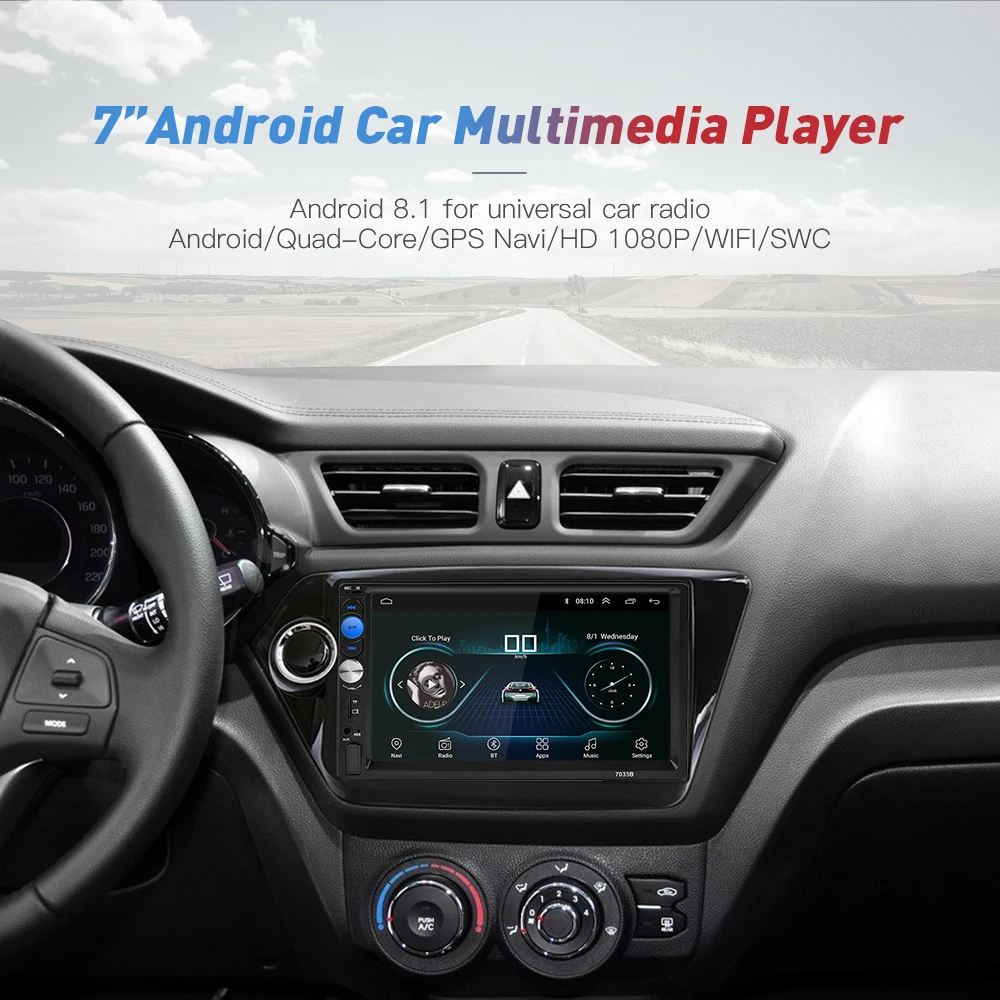 2 Din Car Radio Android 8,0 Universal navegación GPS Bluetooth pantalla táctil Wifi coche estéreo de Audio USB FM coche Multimedia MP5