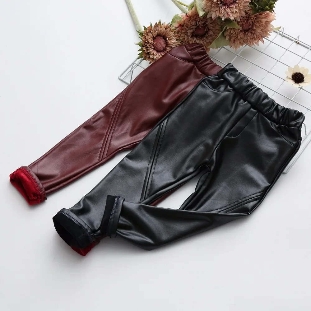 Children's Clothing Leather Pants Pu Trousers For Girls Boot Pants Girl