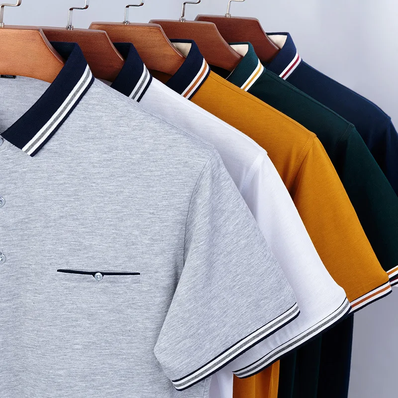 Top Brand Fashion Men Polo Shirt Mens Solid Pure Color Tops Business Casual Short Sleeve Cotton Fitness Comfortable VW polo (18)