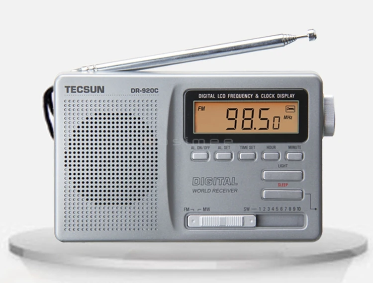 Tecsun DR920C DR-920C радио FM MW SW 12 диапазон цифровые часы приемник и подсветка FM портативный радио рекордер серый Y4139H