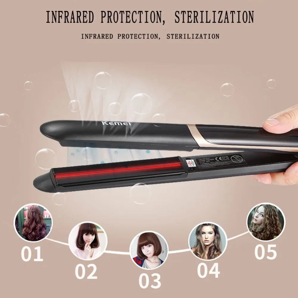 

LED Display 2 In 1 Ceramic Hair Straightener Comb Hair Curler Roller Electric Detangling Hair Straightening Flat Iron Hair Brush