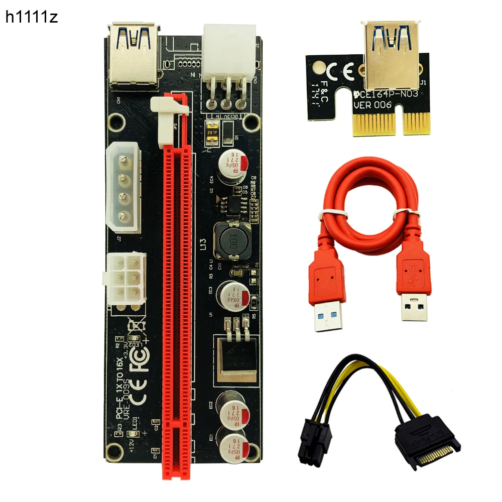 Riser 009 s PCI Express PCI-E 1x до 16x Riser Card Extender адаптер USB 3,0 кабель 6pin 4pin molex для BTC шахтер Antminer добыча