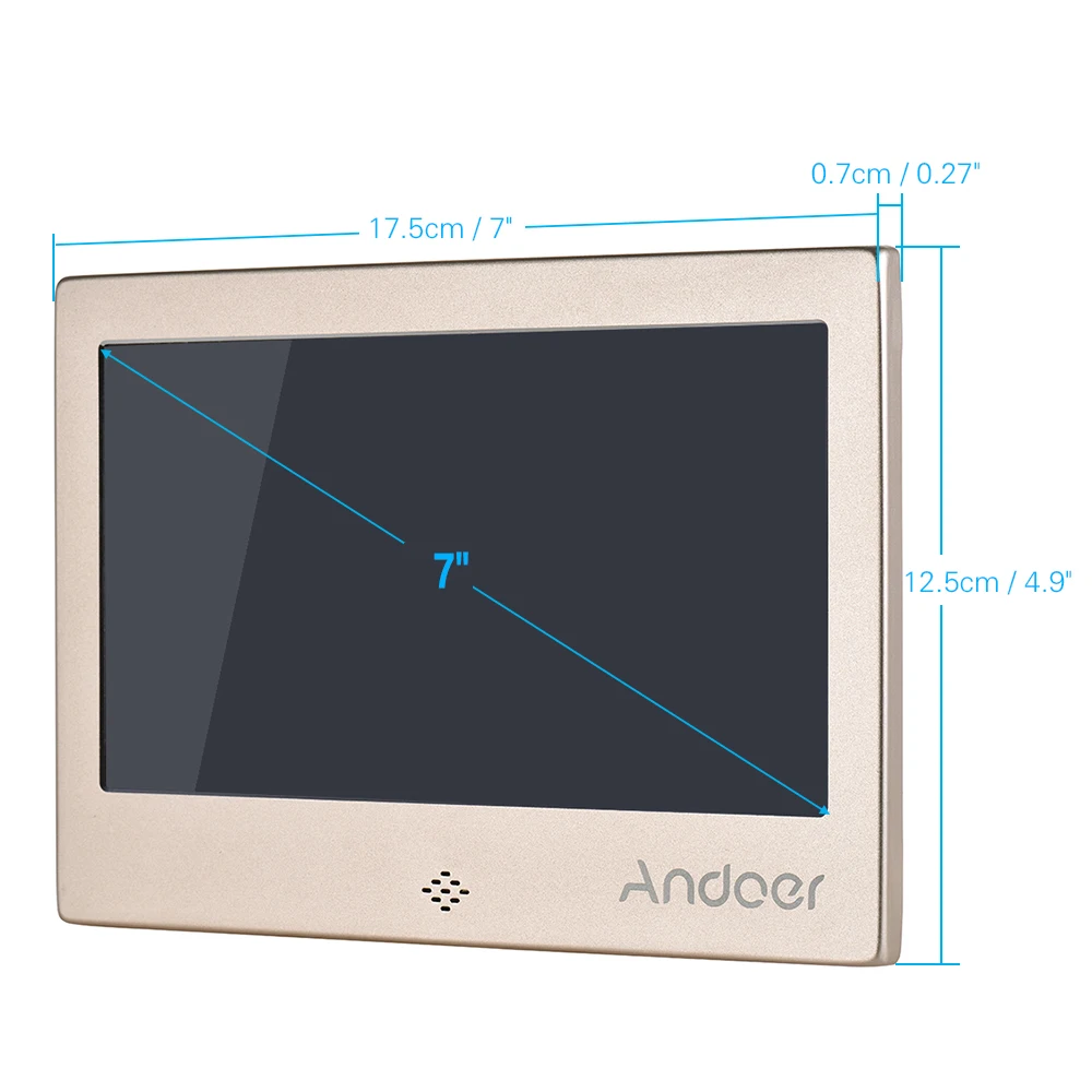 Andoer " светодиодный цифровая фоторамка 720 P видео/музыки/Календарь Часы/TXT плеер 1024*600 Разрешение металлический каркас w/Дистанционное Управление