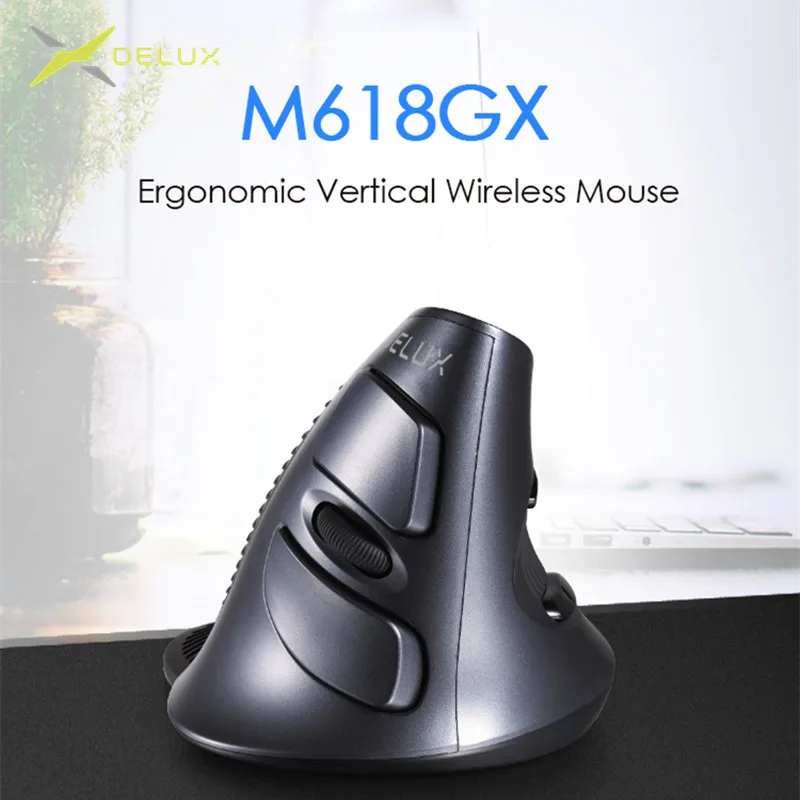 

Delux M618 GX Ergonomic Vertical Wireless Mouse 6 Buttons 1600DPI Optical Mice With For PC Laptop