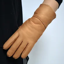 Женские перчатки из натуральной овчины, кожаные перчатки, зимние теплые меховые перчатки, зимние женские перчатки