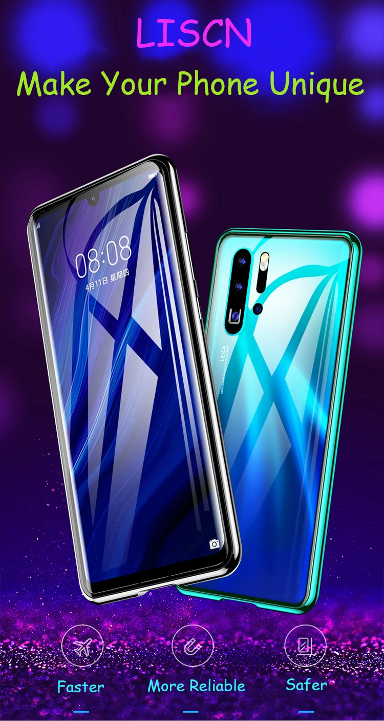 LISCN Third Generation Metal Magnetic Adsorption Case for HUAWEI P30 Hyperboloid Nano Glass |
