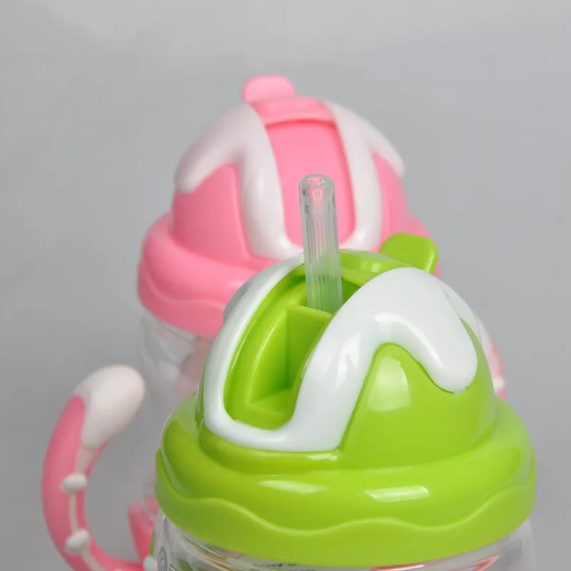 Harga 320 ml Botol Bayi Anak anak Anak anak Pelatihan Cangkir Sippy Cup Silikon Lucu Bayi Jerami Menangani Botol Susu Air Minum