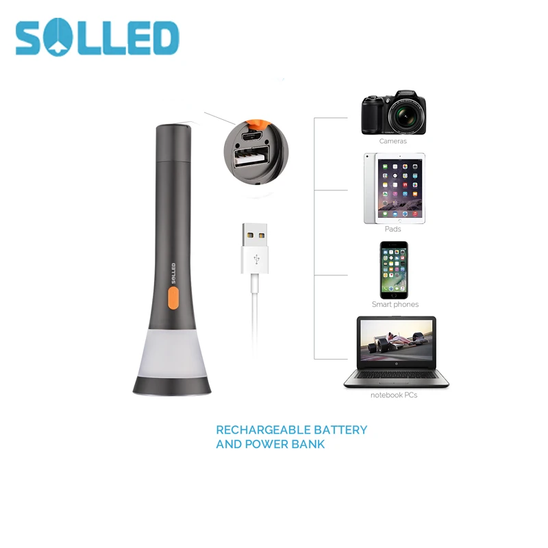 

SOLLED Powered Flashlight Portable 2 In 1 LED Camping Lantern Ultra Bright Tactical Flashlight Handheld Lantern for Hiking