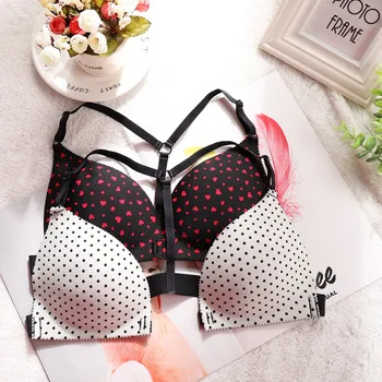 

Women Y-Line Straps Bra Sexy Dot Front Closure Underwear Bralette Adjust Straps Push Up Padded Underwear Bras