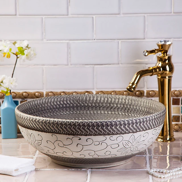 China Artistic Procelain Handmade Europe Vintage Lavabo Washbasin China Artistic Procelain Handmade Europe Vintage Lavabo Washbasin Ceramic Bathroom Sink Art Counter Top Wash