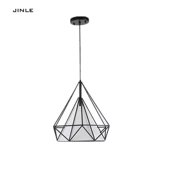 

2017 Pendant Lights Luminaire Vintage Iron Diamond Shape Pendant Light Loft Pyramid Ceiling Lamp Metal White Warm Study Hanging