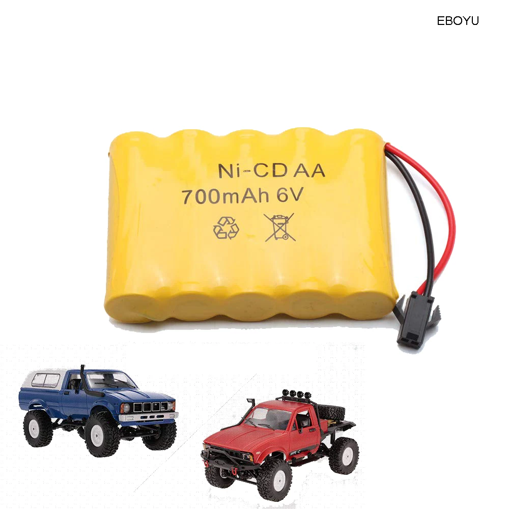 Аккумулятор EBOYU Ni Cd 6 в 700 мАч с разъемом SM 2P для WPL B1 B24 B16 C24 C14 RC 2 4G 4WD Гусеничный