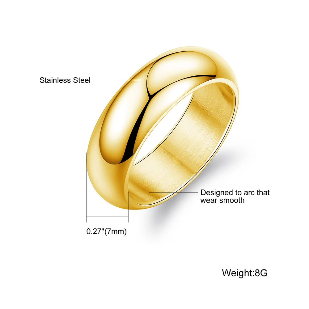 YiKLN 7 мм Широкие гладкие обручальные кольца 316L нержавеющая сталь простое обручальное кольцо ювелирные изделия для Женщины Мужчины подарок Anillo OGJ334